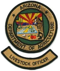 Arizona State Livestock Officer
Thanks to BensPatchCollection.com for this scan.
Keywords: police department of agriculture