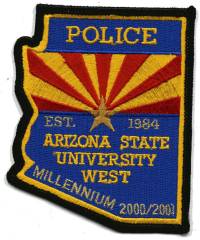 Arizona State University West Police Millenium 2000/2001
Thanks to BensPatchCollection.com for this scan.
