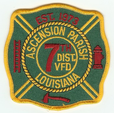 Ascension Parish 7th Dist VFD
Thanks to PaulsFirePatches.com for this scan.
Keywords: louisiana fire district volunteer department