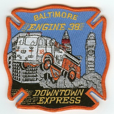 Baltimore City Fire Engine 38 (Maryland)
Thanks to PaulsFirePatches.com for this scan.
Keywords: bcfd department