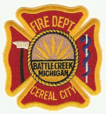 Battle Creek Fire Dept
Thanks to PaulsFirePatches.com for this scan.
Keywords: michigan department cereal city
