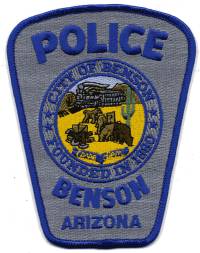 Benson Police (Arizona)
Thanks to BensPatchCollection.com for this scan.
Keywords: city of
