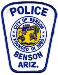 Benson Police (Arizona)
Thanks to BensPatchCollection.com for this scan.
Keywords: city of