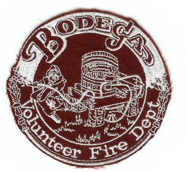 Bodega Volunteer Fire Dept
Thanks to PaulsFirePatches.com for this scan.
Keywords: california department
