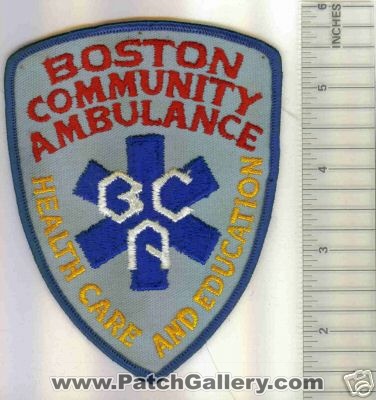 Boston Community Ambulance (Massachusetts)
Thanks to Mark C Barilovich for this scan.
Keywords: ems