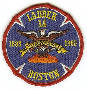 Boston Fire Ladder 14 100 Years
Thanks to PaulsFirePatches.com for this scan.
Keywords: massachusetts