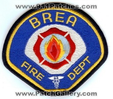 Brea Fire Department (California)
Thanks to PaulsFirePatches.com for this scan.
Keywords: dept.