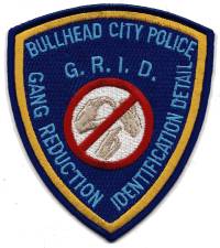 Bullhead City Police Gang Reduction Identification Detail (Arizona)
Thanks to BensPatchCollection.com for this scan.
Keywords: g.r.i.d. grid