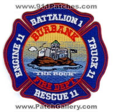 Burbank Fire Department Station 11 Battalion 1 (California)
Thanks to PaulsFirePatches.com for this scan.
Keywords: dept. engine truck rescue