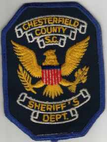 Chesterfield County Sheriff's Dept
Thanks to BlueLineDesigns.net for this scan.
Keywords: south carolina sheriffs department