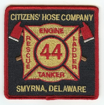 Citizens Hose Company 44
Thanks to PaulsFirePatches.com for this scan.
Keywords: delaware fire smyrna engine rescue ladder tanker