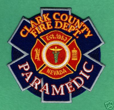 Clark County Fire Department Paramedic (Nevada)
Thanks to PaulsFirePatches.com for this scan.
Keywords: dept. las vegas