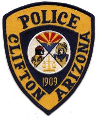 Clifton Police (Arizona)
Thanks to BensPatchCollection.com for this scan.
