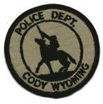 Cody Police Dept (Wyoming)
Thanks to BensPatchCollection.com for this scan.
Keywords: department