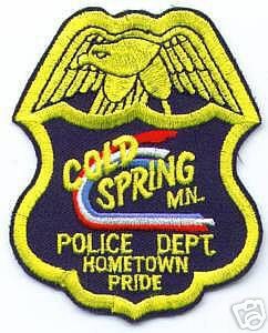 Cold Spring Police Dept (Minnesota)
Thanks to apdsgt for this scan.
Keywords: department