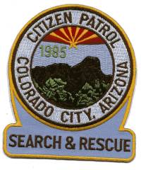 Colorado City Citizen Patrol Search & Rescue (Arizona)
Thanks to BensPatchCollection.com for this scan.
Keywords: police sar and