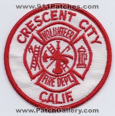Crescent City Volunteer Fire Department (California)
Thanks to PaulsFirePatches.com for this scan.
Keywords: dept. calif.