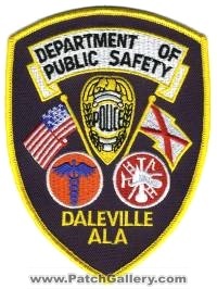 Daleville Department of Public Safety (Alabama)
Thanks to BensPatchCollection.com for this scan.
Keywords: fire police ems dps