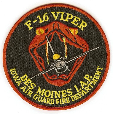 Des Moines International Airport Air Guard Fire Department
Thanks to PaulsFirePatches.com for this scan.
Keywords: iowa ang f-16 viper