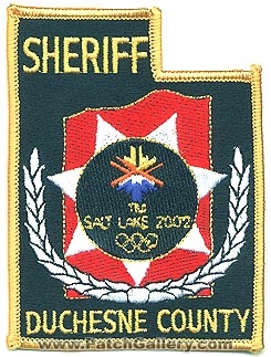 Duchesne County Sheriff's Department Salt Lake 2002 Olympics (Utah)
Thanks to Alans-Stuff.com for this scan.
Keywords: sheriffs dept.