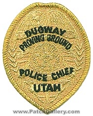 Dugway Proving Ground Police Department Chief (Utah)
Thanks to Alans-Stuff.com for this scan.
Keywords: dept.