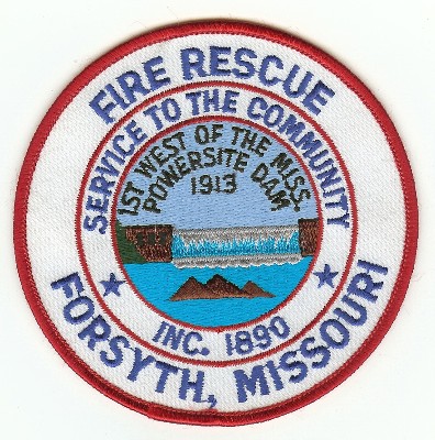 Forsyth Fire Rescue
Thanks to PaulsFirePatches.com for this scan.
Keywords: missouri