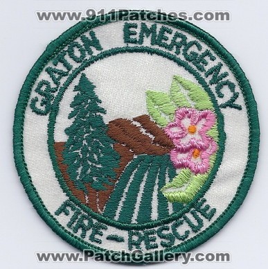 Graton Emergency Fire Rescue Department (California)
Thanks to PaulsFirePatches.com for this scan.
Keywords: dept.