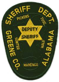 Greene County Sheriff Dept (Alabama)
Thanks to BensPatchCollection.com for this scan.
Keywords: department deputy