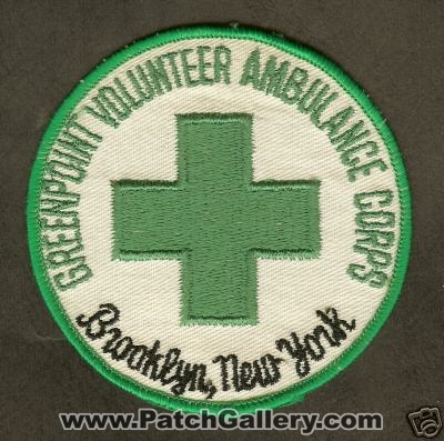 Greenpoint Volunteer Ambulance Corps
Thanks to PaulsFirePatches.com for this scan.
Keywords: new york ems brooklyn