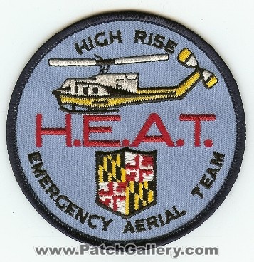 H.E.A.T. High Rise Emergency Aerial Team
Thanks to PaulsFirePatches.com for this scan.
Keywords: maryland helicopter