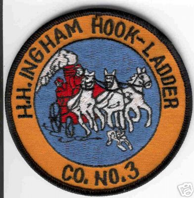 H.H. Ingham Hook Ladder Co No 3
Thanks to Brent Kimberland for this scan.
Keywords: new york company number hh