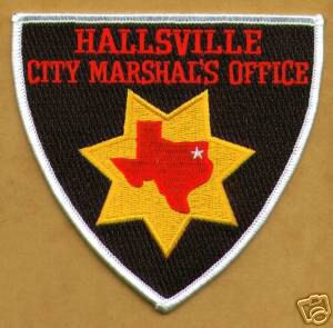 Hallsville City Marshal's Office (Texas)
Thanks to apdsgt for this scan.
Keywords: marshals