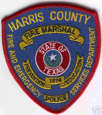 Harris County Fire Marshal
Thanks to Brent Kimberland for this scan.
Keywords: texas and emergency services department police