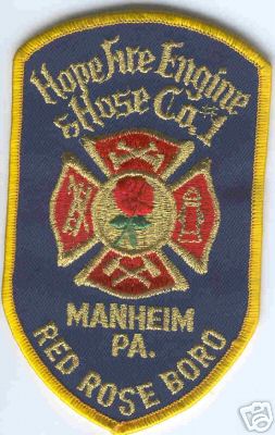 Hope Fire Engine & Hose Co 1
Thanks to Brent Kimberland for this scan.
Keywords: pennsylvania company manheim