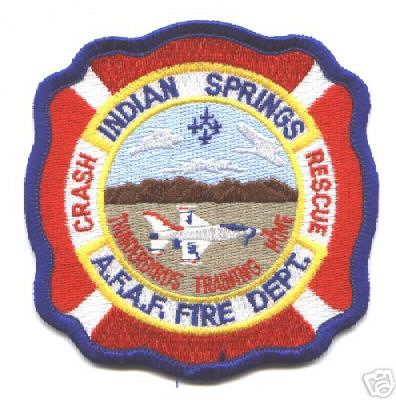 Indian Springs AFAF Fire Dept
Thanks to Jack Bol for this scan.
Keywords: nevada air force aux field department cfr arff aircraft thunderbirds