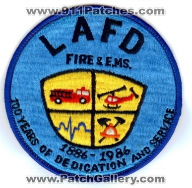 Los Angeles City Fire Department 100 Years (California)
Thanks to Paul Howard for this scan. 
Keywords: lafd & ems e.m.s. dept. l.a.f.d.