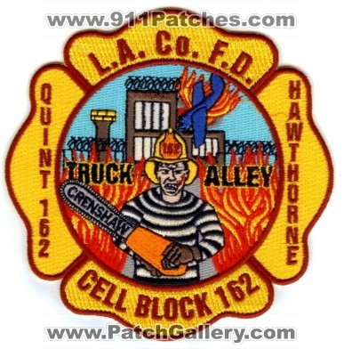 Los Angeles County Fire Department Station 162 (California)
Thanks to Paul Howard for this scan.
Keywords: l.a. la co. f.d. fd dept. quint hawthorne cell block truck crenshaw