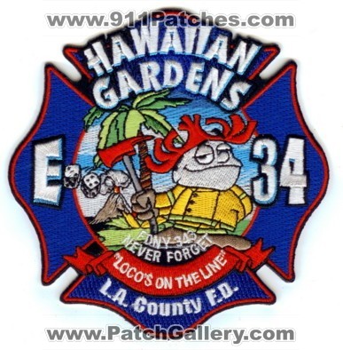 Los Angeles County Fire Department Station 34 (California)
Thanks to Paul Howard for this scan. 
Keywords: lacofd l.a.c.o.f.d. dept. hawaiian gardens engine