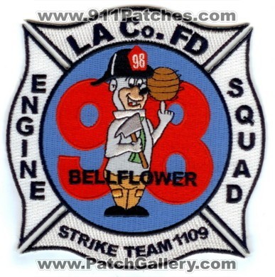 Los Angeles County Fire Department Station 98 (California)
Thanks to Paul Howard for this scan. 
Keywords: lacofd l.a.c.o.f.d. dept. engine squad bellflower strike team 1109