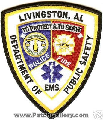 Livingston Department of Public Safety (Alabama)
Thanks to Conch Creations for this scan.
Keywords: fire police ems dps
