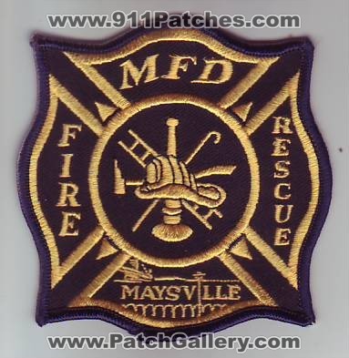 Maysville Fire Rescue Department Patch (Kentucky)
Thanks to Dave Slade for this scan.
Keywords: dept. mfd