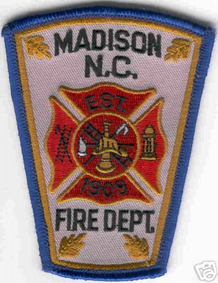 Madison Fire Dept
Thanks to Brent Kimberland for this scan.
Keywords: north carolina department