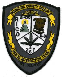 Maricopa County Sheriff's Office Parcel Interdiction Team (Arizona)
Thanks to BensPatchCollection.com for this scan.
Keywords: sheriffs