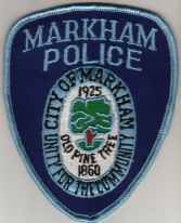 Markham Police
Thanks to BlueLineDesigns.net for this scan.
Keywords: illinois city of