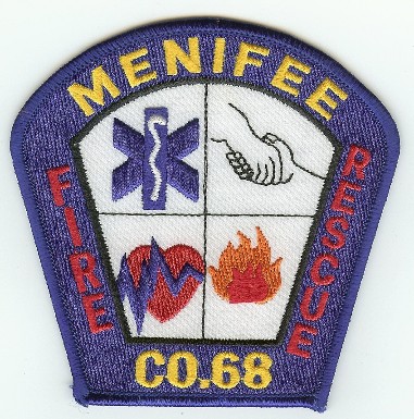 Menifee Fire Rescue Co 68
Thanks to PaulsFirePatches.com for this scan.
Keywords: california company