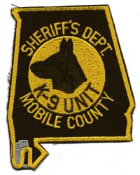 Mobile County Sheriff's Dept K-9 Unit (Alabama)
Thanks to BensPatchCollection.com for this scan.
Keywords: sheriffs department k9