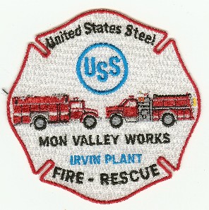Mon Valley Works Irvin Plant Fire Rescue
Thanks to PaulsFirePatches.com for this scan.
Keywords: pennsylvania uss united states steel