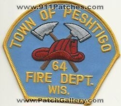 Peshtigo Fire Department 64 (Wisconsin)
Thanks to Mark Hetzel Sr. for this scan.
Keywords: dept. town of wis.