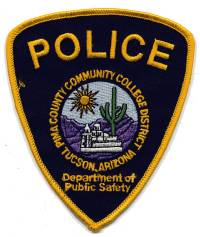 Pima County Community College District Police (Arizona)
Thanks to BensPatchCollection.com for this scan.
Keywords: department of public safety dps tucson