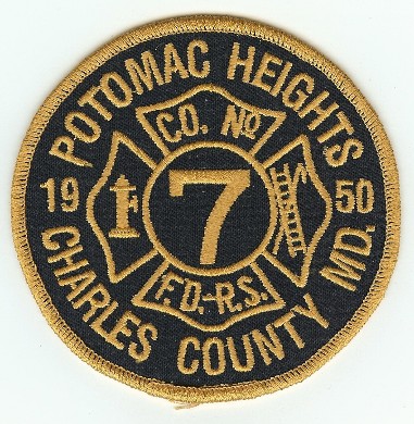 Potomac Heights Co No 7
Thanks to PaulsFirePatches.com for this scan.
Keywords: maryland fire company number charles county f.d. r.s.